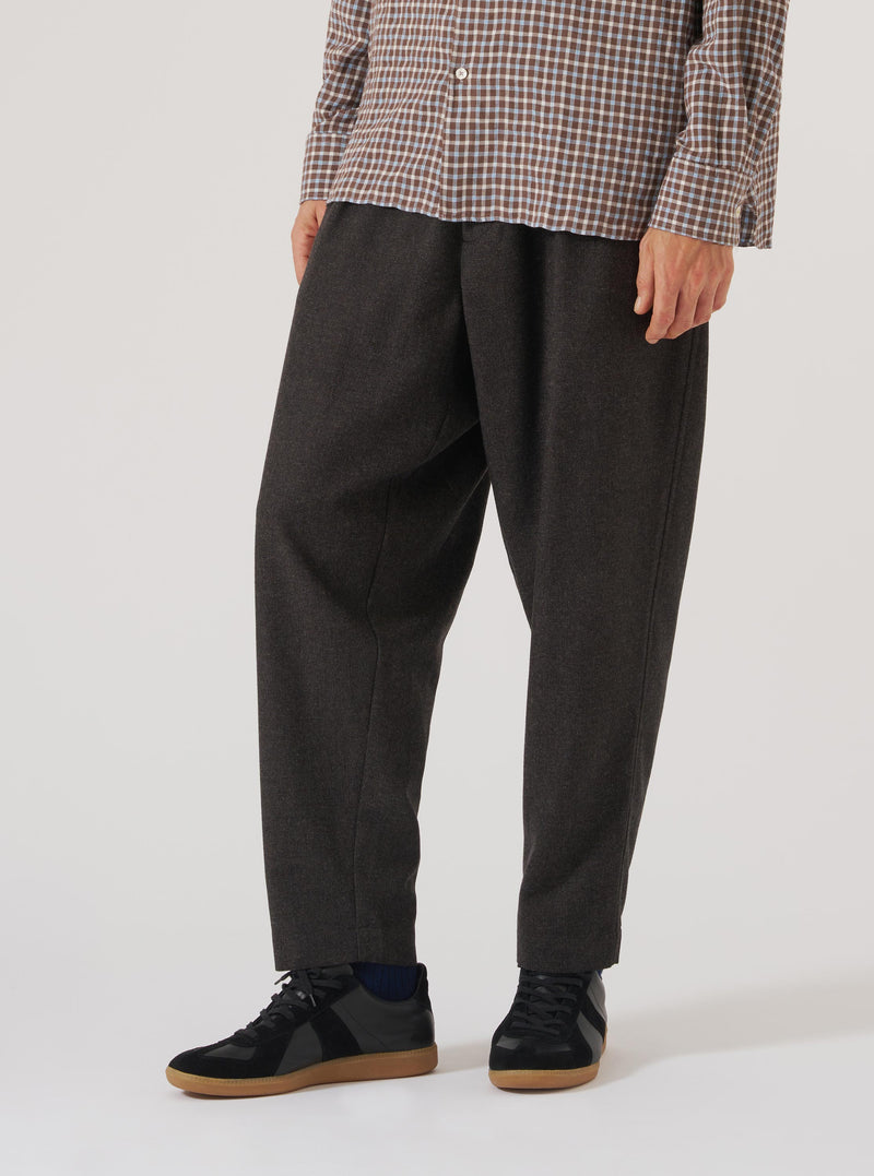 Brown Upcycled Italian Tweed Pleated Track Pant