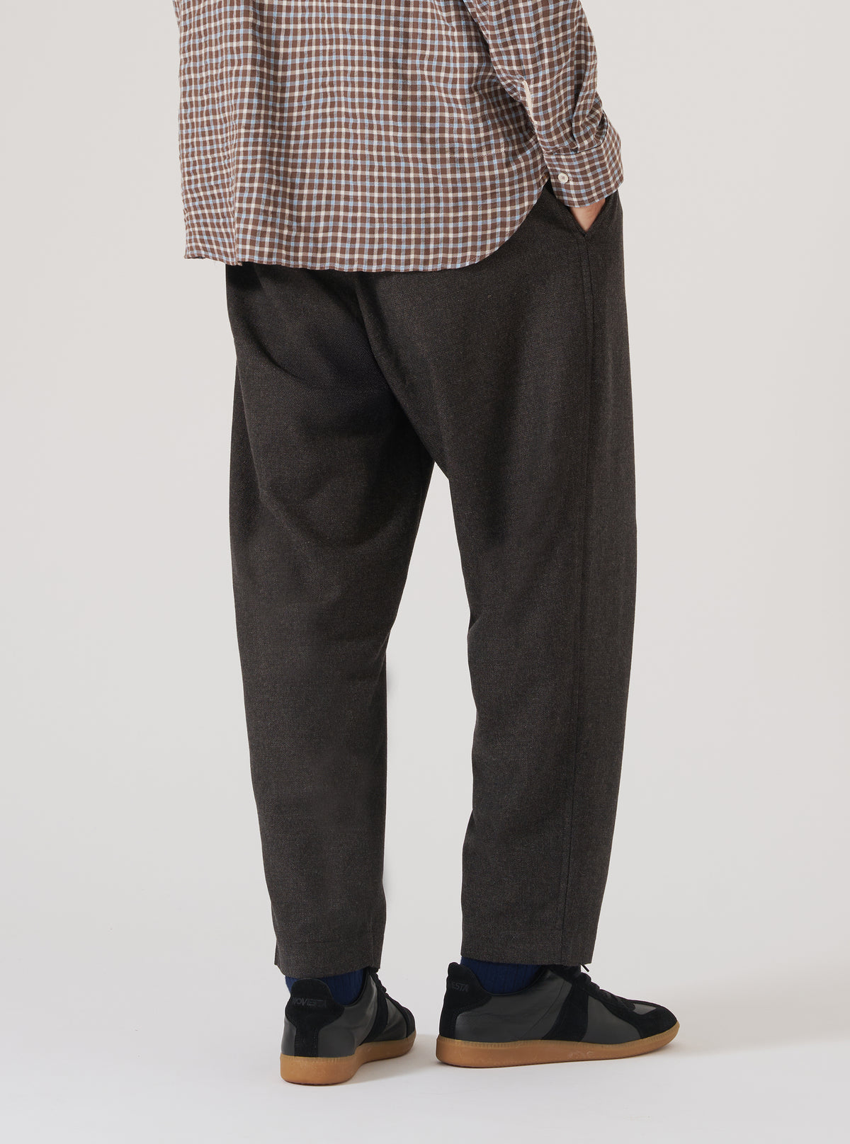 Brown Upcycled Italian Tweed Pleated Track Pant