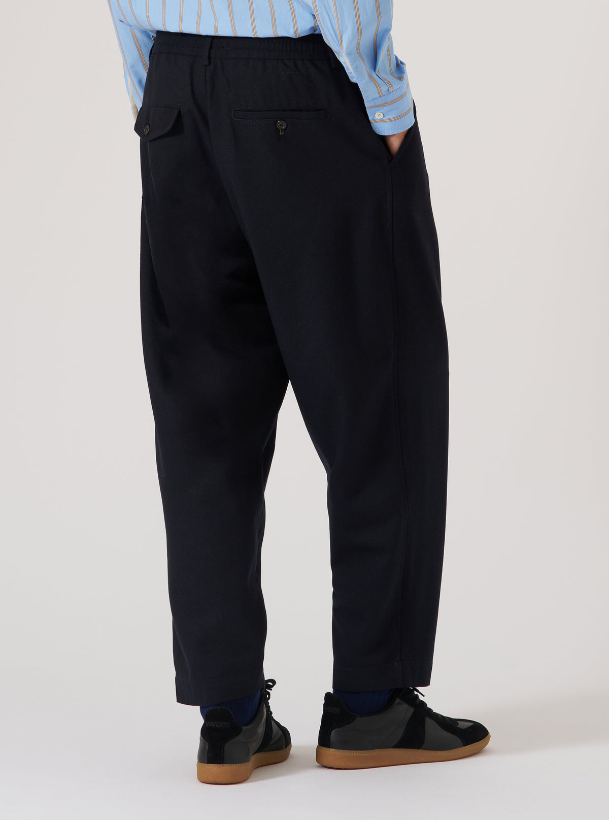 Dark Navy Upcycled Italian Tweed Pleated Track Pant