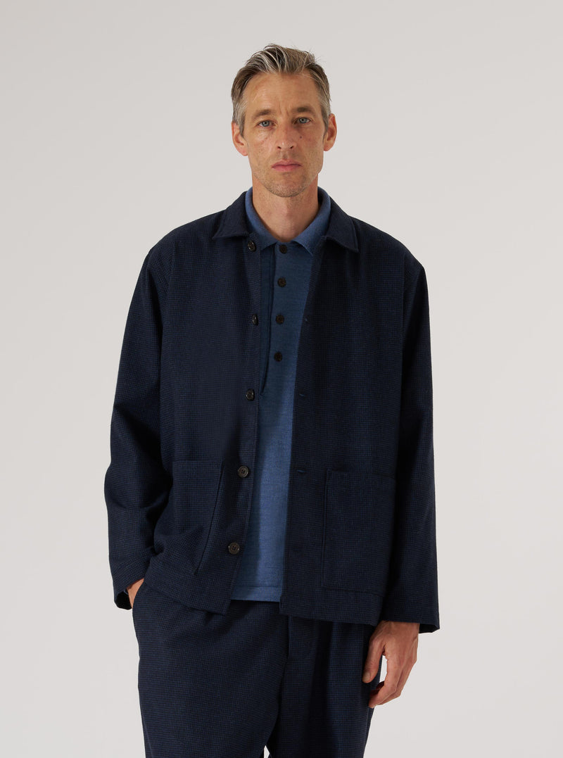 Navy Brushed Bari Easy Overshirt
