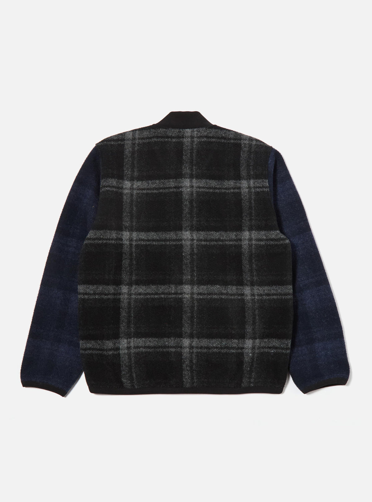 Grey Moh Check Fleece Button Front Bomber