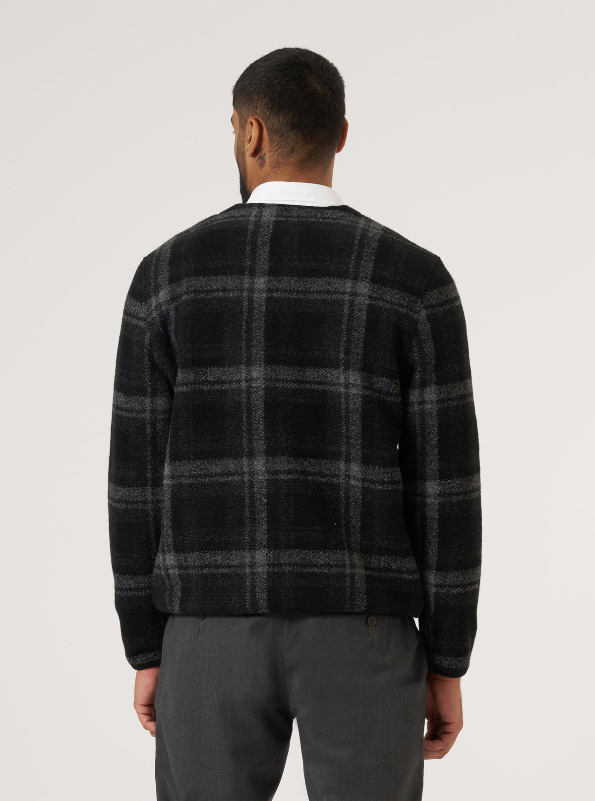 Grey Moh Check Fleece Cardigan