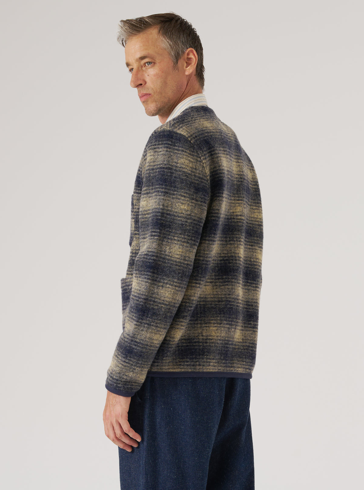 Navy Uist Fleece Cardigan