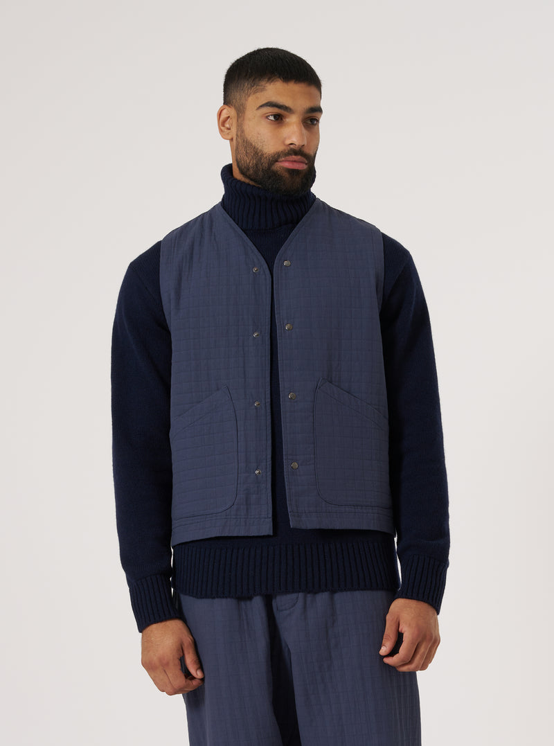 Navy Rahim Cotton Weekend Gilet