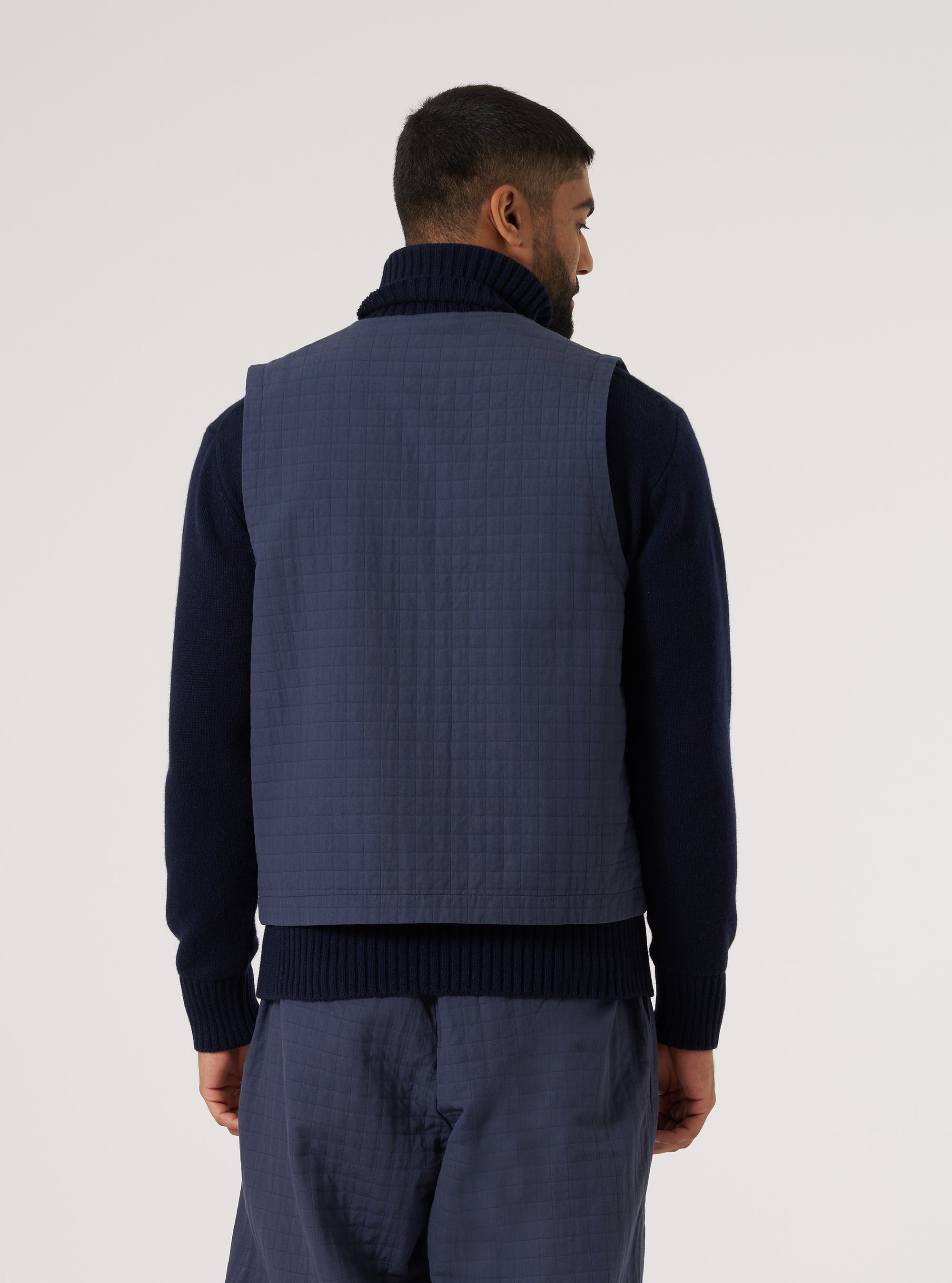 Navy Rahim Cotton Weekend Gilet