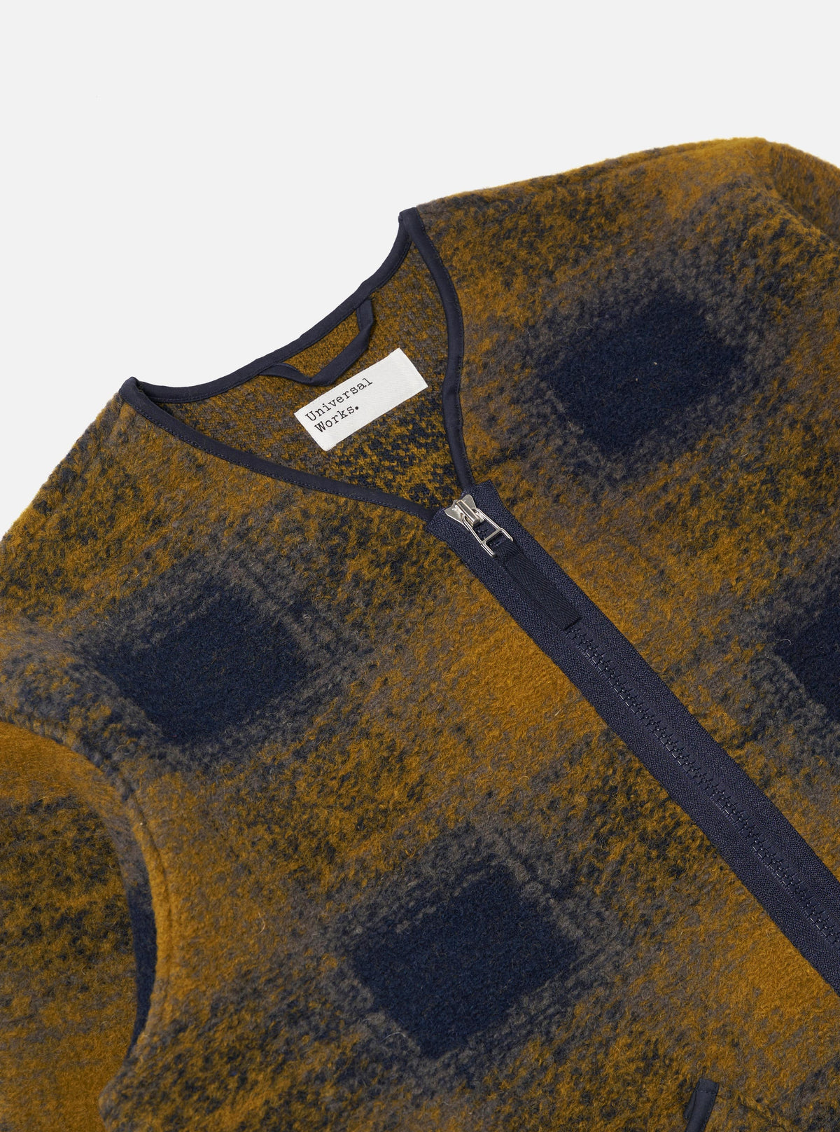 Navy Check Techno Melton Check Zip Liner Jacket