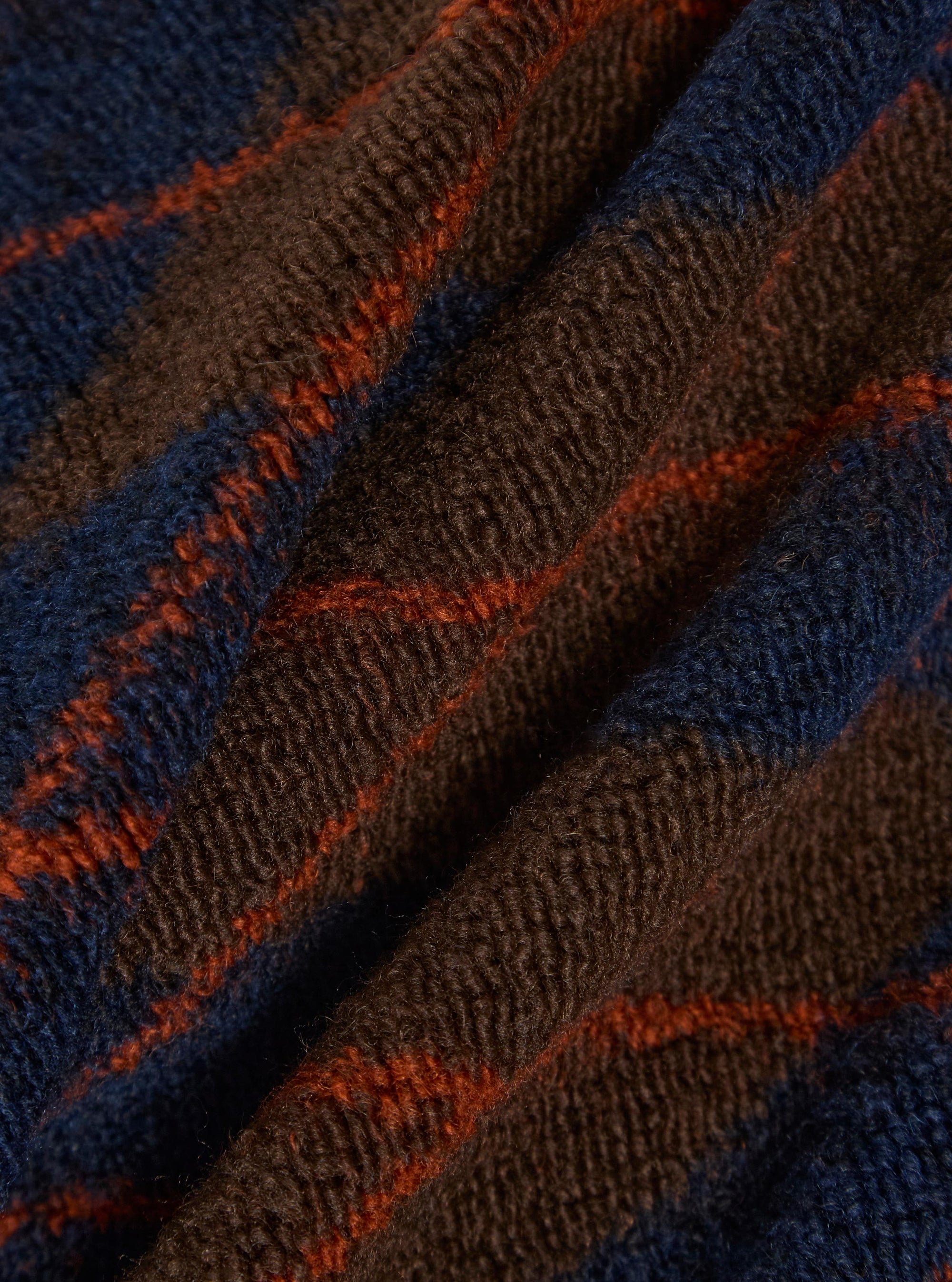 Brown/Navy Argyll Fleece Sleeveless Crew