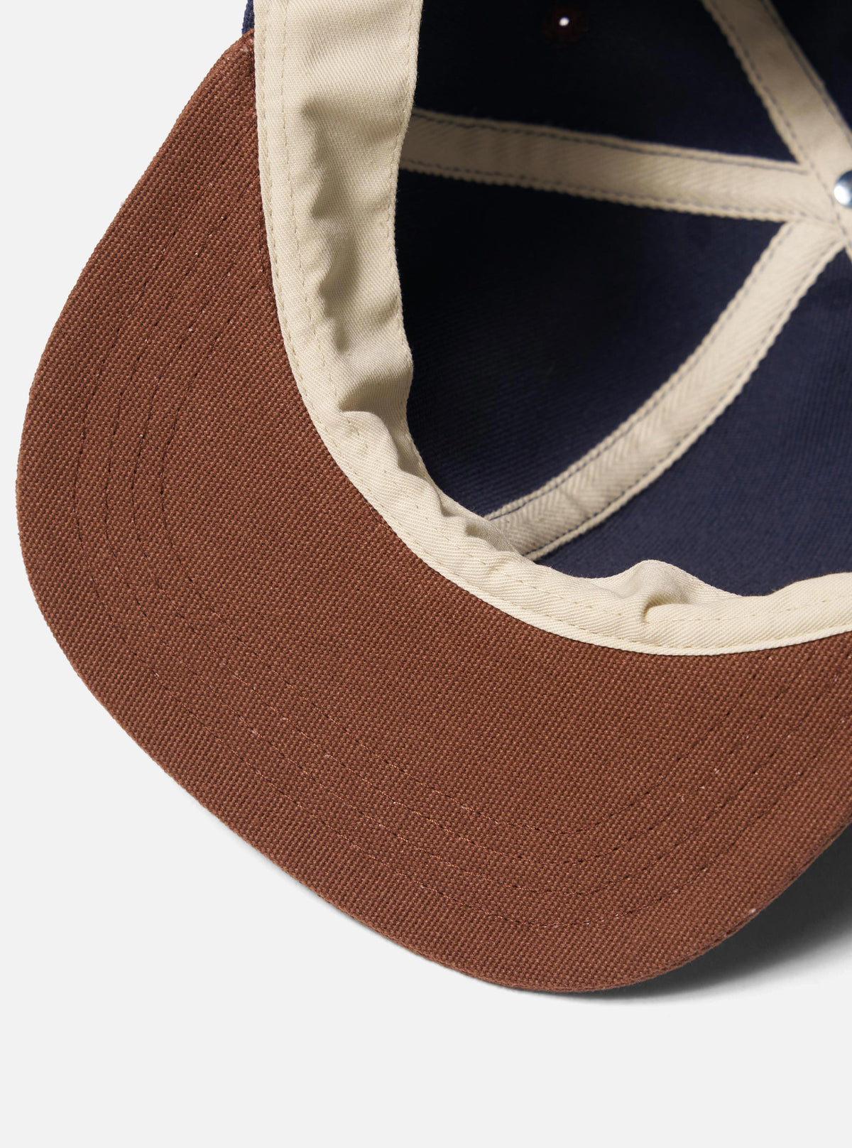 Navy/Brown Canvas Baseball Hat