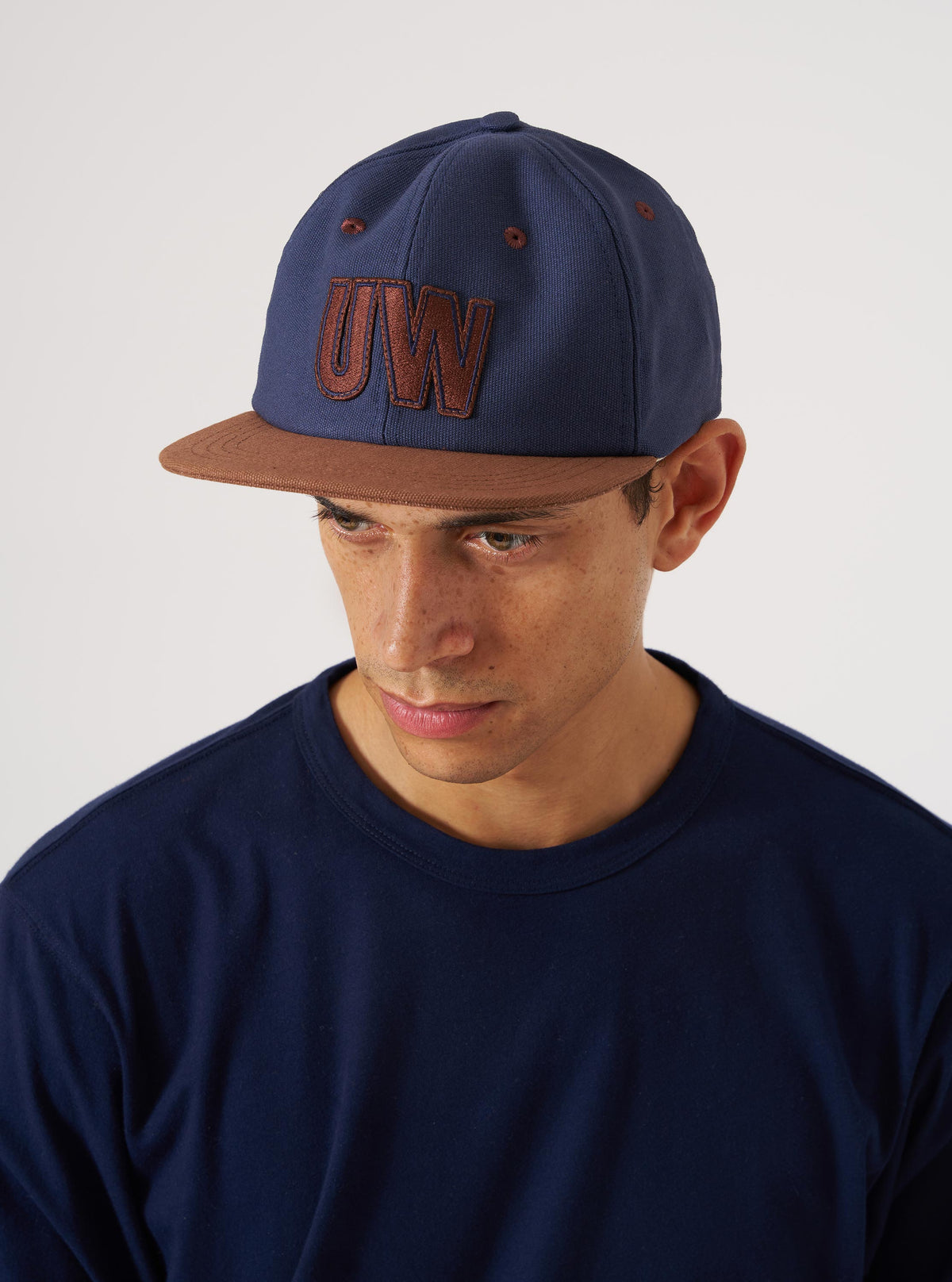 Navy/Brown Canvas Baseball Hat