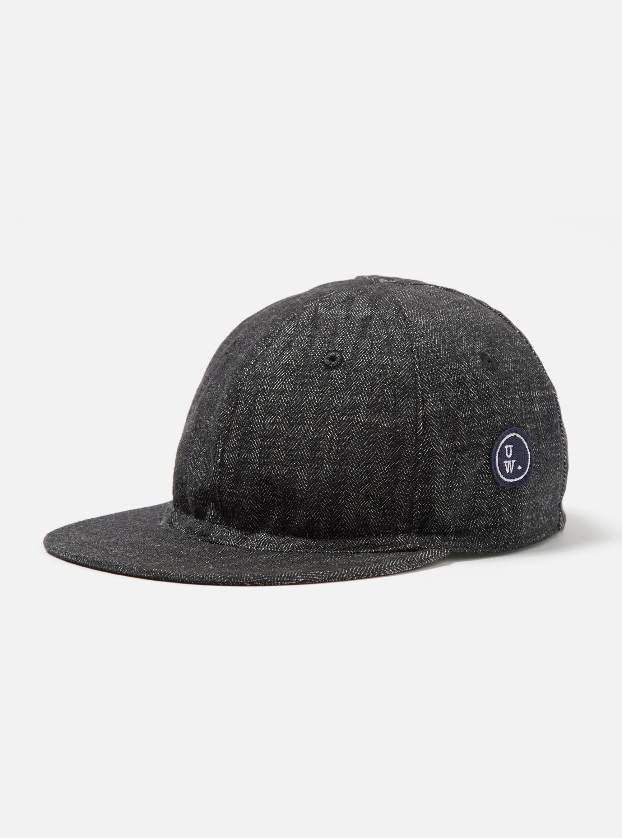 Black Italian Cotton Denim Mechanics Hat