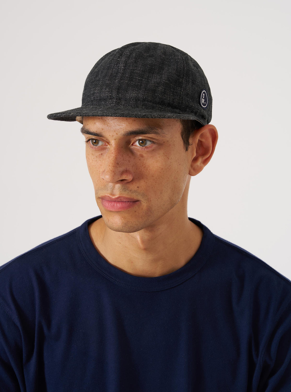 Black Italian Cotton Denim Mechanics Hat