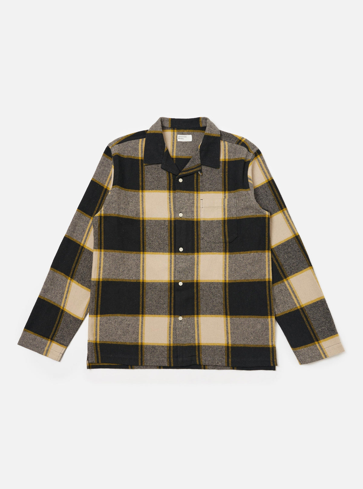 Black/Sand Brushed Big Check Long Pyjama Set