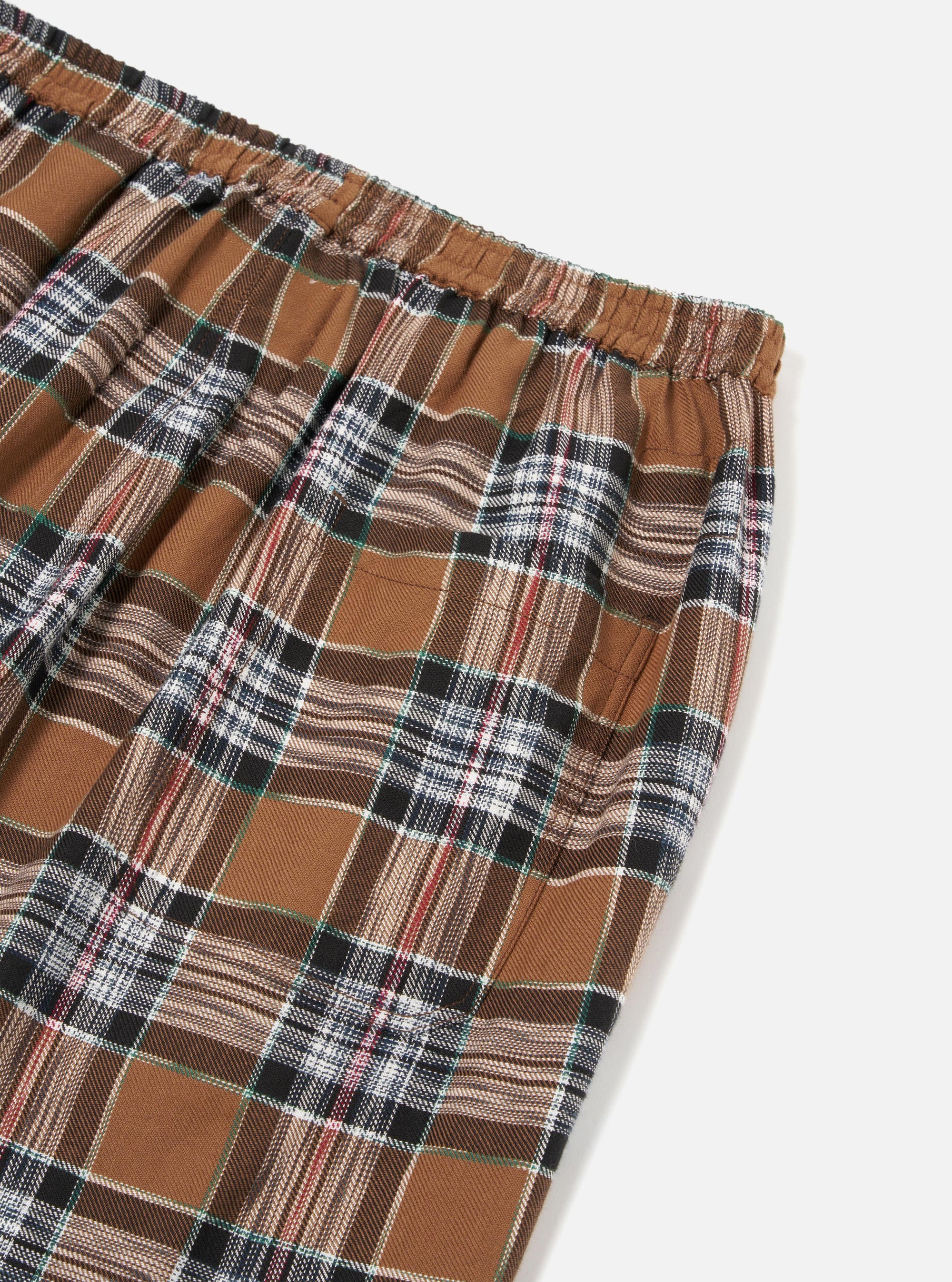 Brown Ikat Twill Check Long Pyjama Set