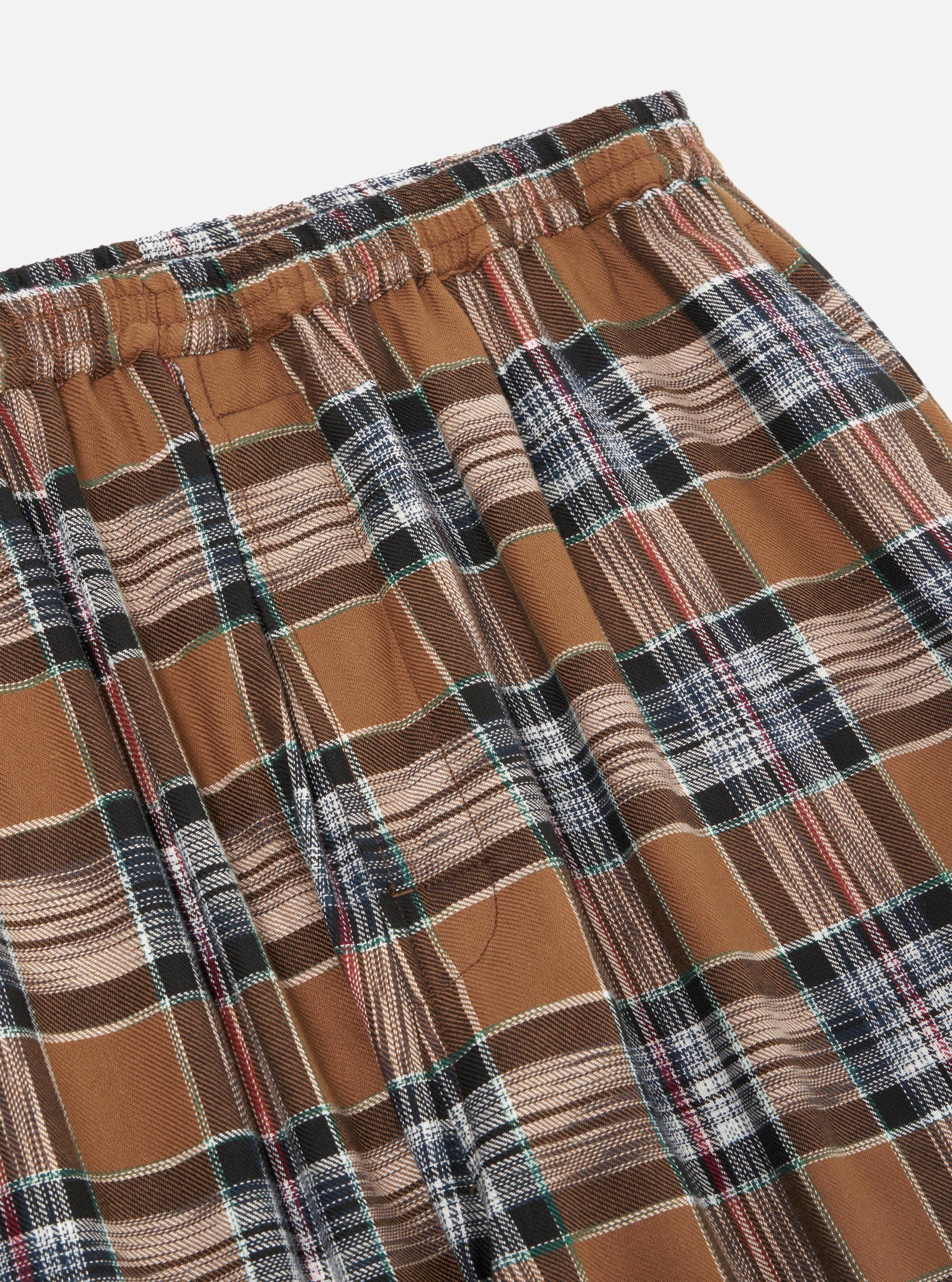 Brown Ikat Twill Check Long Pyjama Set