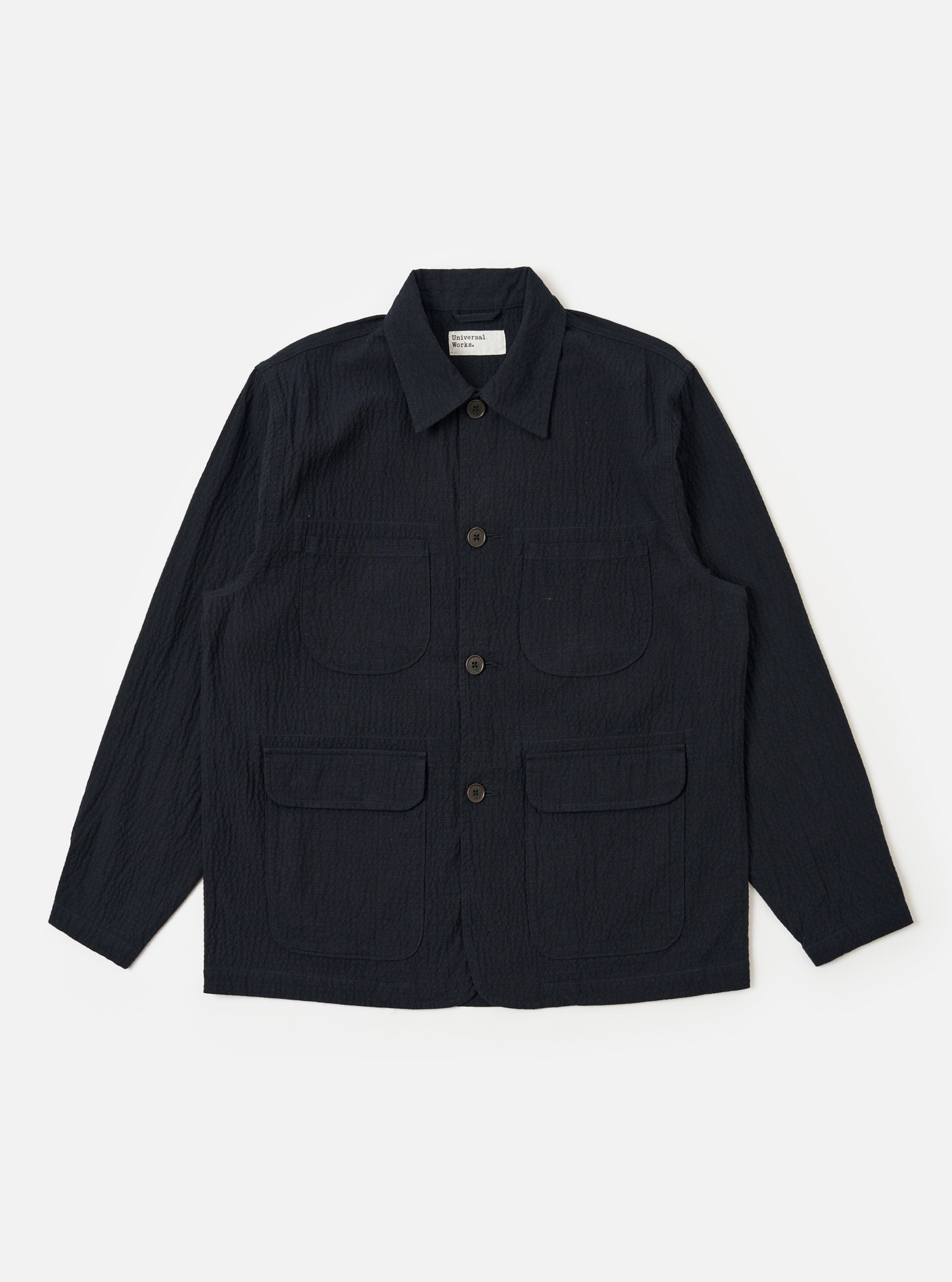 Luve Varda Jacket ダークネイビー 40 Men's Dark Navy Seersucker Labour Chore Jacket – Universal Works