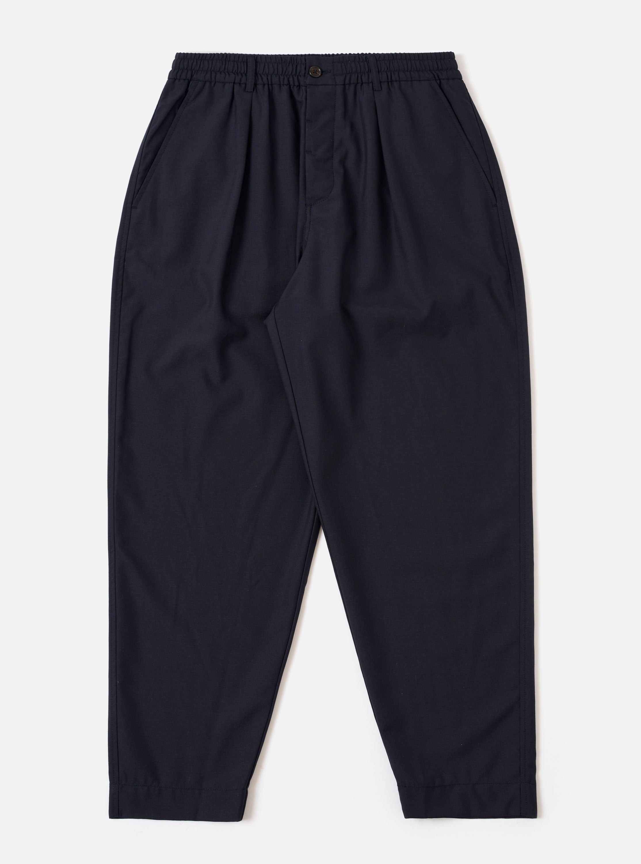 Men's Navy Tropical Suiting Pleated Track Pant – Universal Works