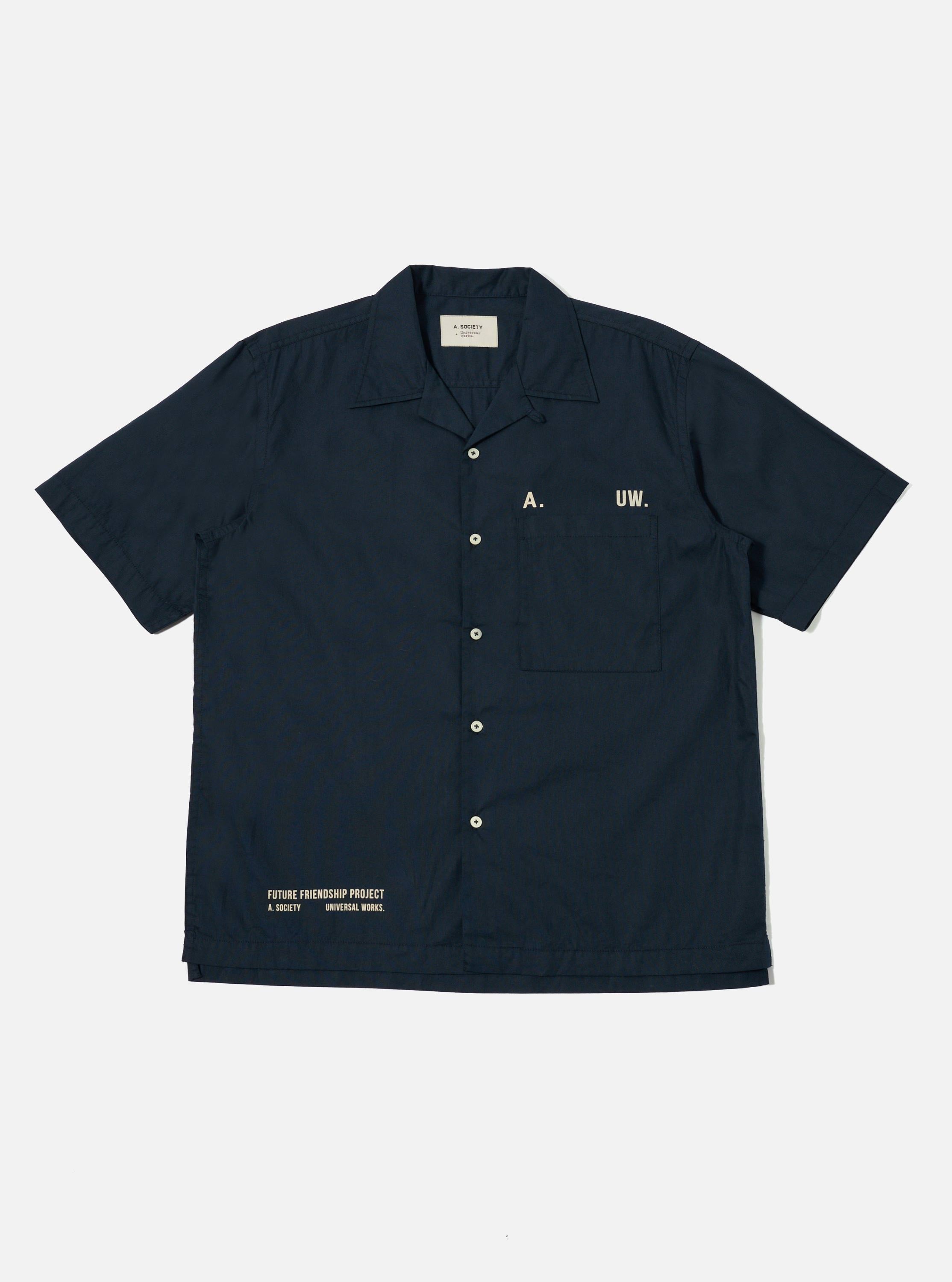 Men's A.Society x Universal Works Navy Broadcloth Camp Shirt