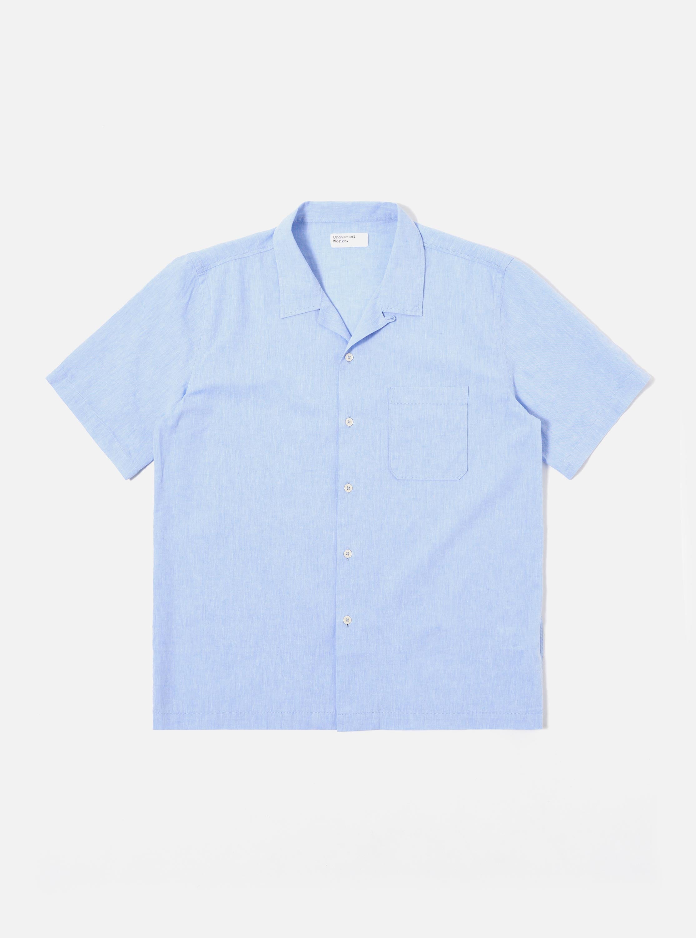 Men's Sky Blue Sido Linen Mix Road Shirt – Universal Works