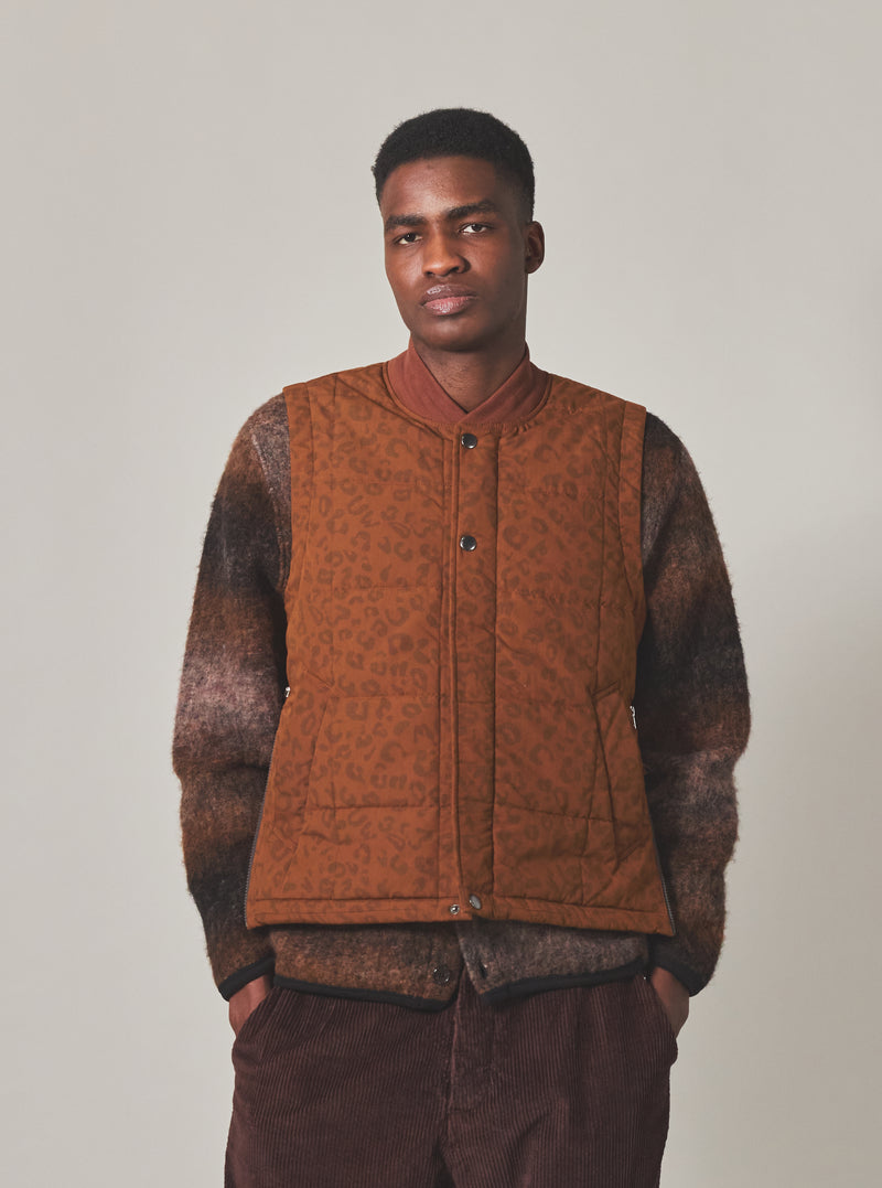 Orange Leopard Recycled Polytech Carlton Gilet