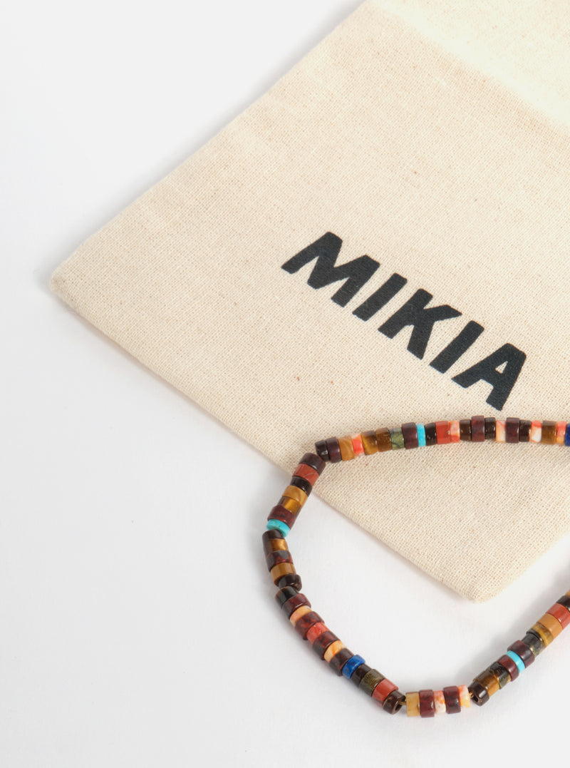 Mikia Heishi Beads Bracelet in Brown Multi Jasper/Sponge Coral/Yellow Tiger Eye