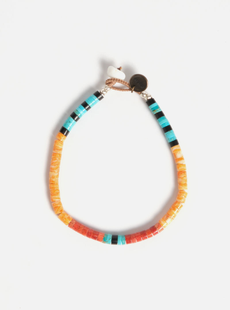 Mikia Heishi Beads Bracelet in Spiny Oyster/Sponge Coral/Turquoise