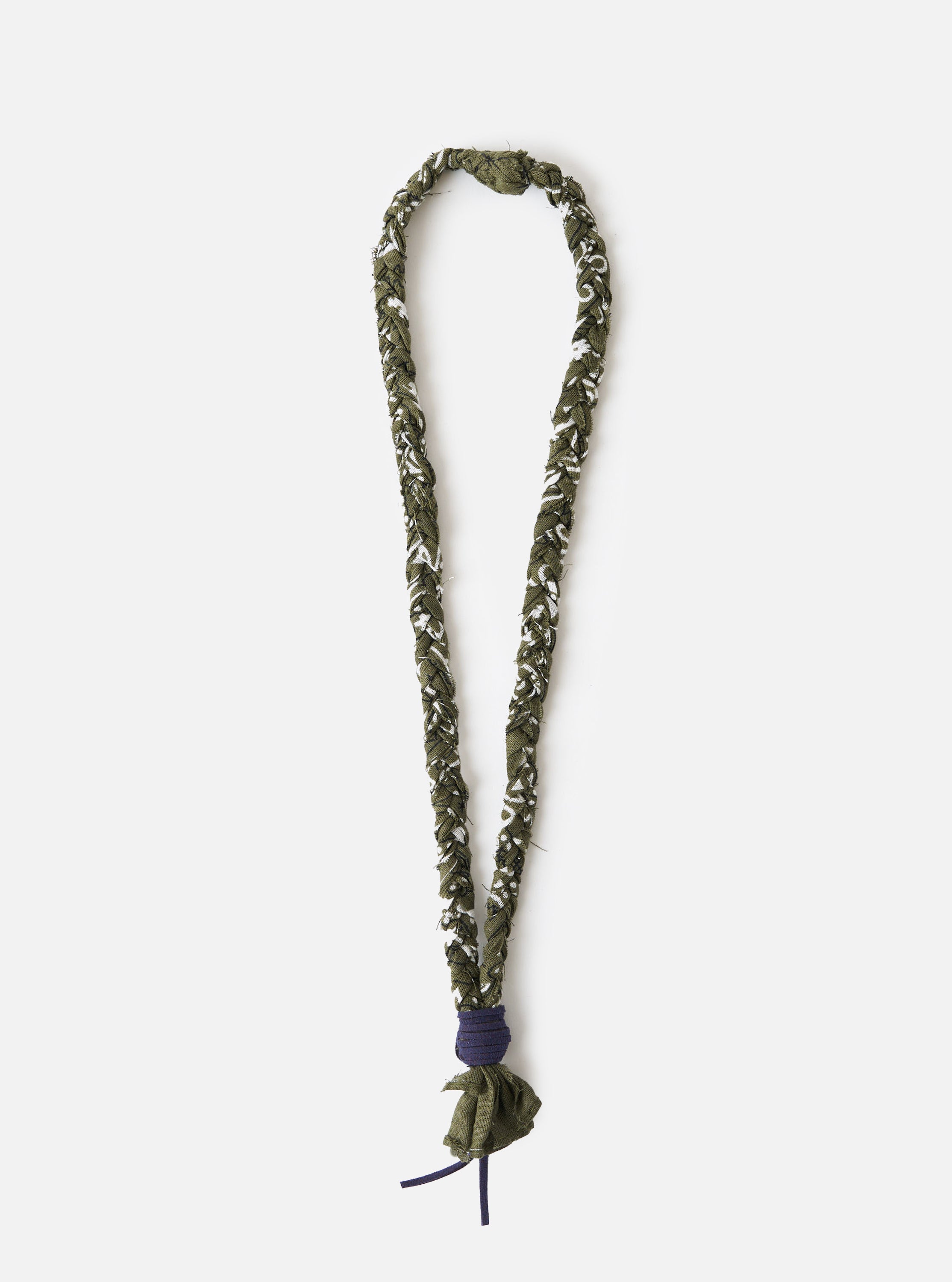 Hanami of Rome Military Green/Blue Leather Bandana Necklace No.46