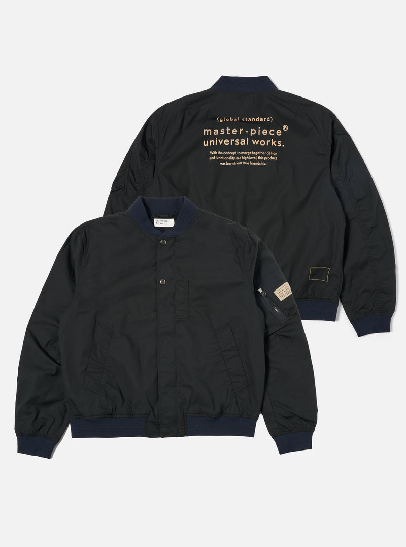 master-piece x Universal Works Black Broadcloth NS Bomber Jacket