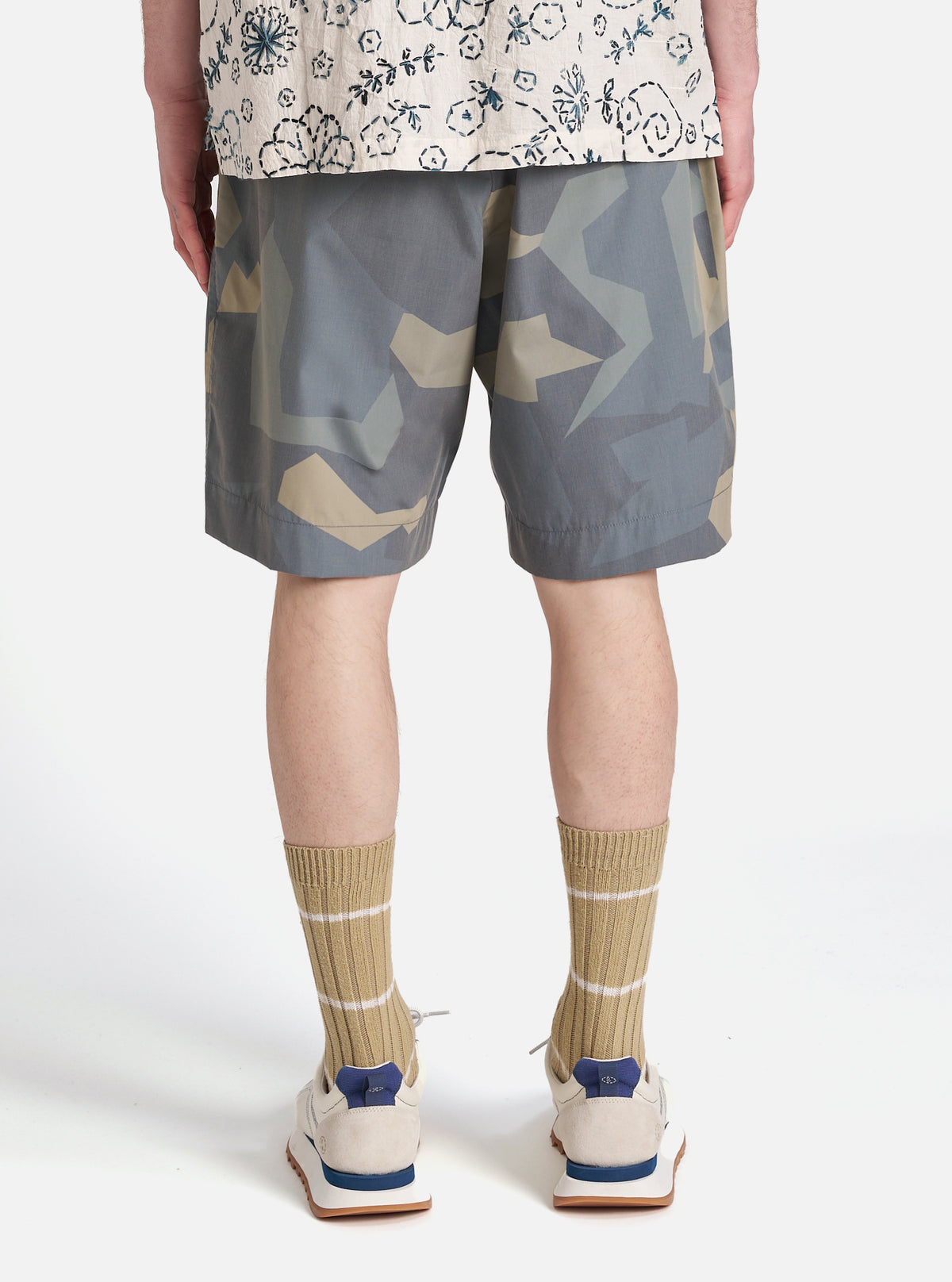master-piece x Universal Works Blue Camo Recycled Polytech Pleated Track Short