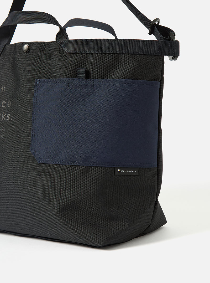 master-piece x Universal Works Black Recycled Tech Canvas Large Tote Bag
