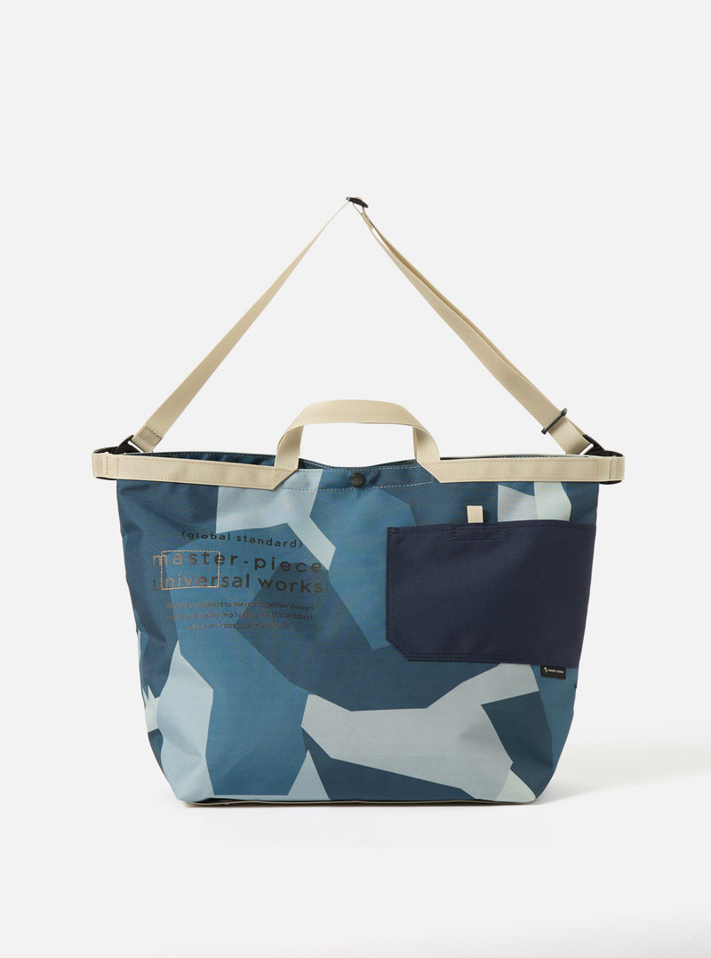 master-piece x Universal Works Blue Camo Recycled Tech Canvas Large Tote Bag