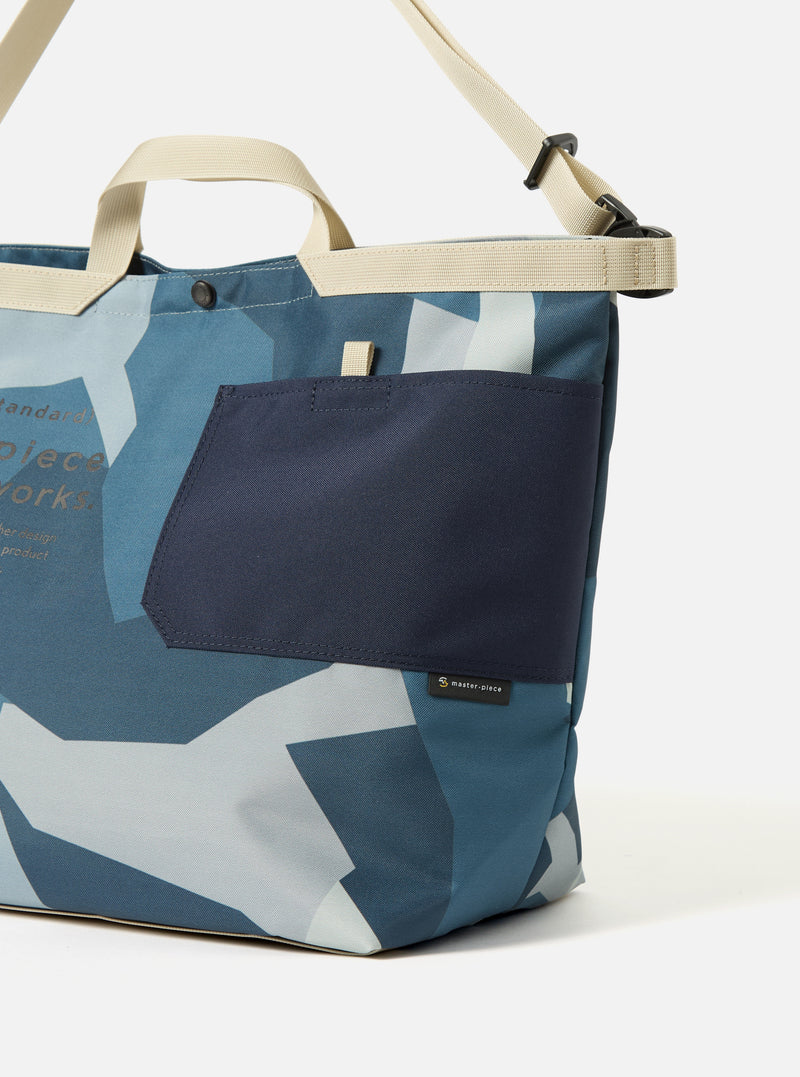 master-piece x Universal Works Blue Camo Recycled Tech Canvas Large Tote Bag