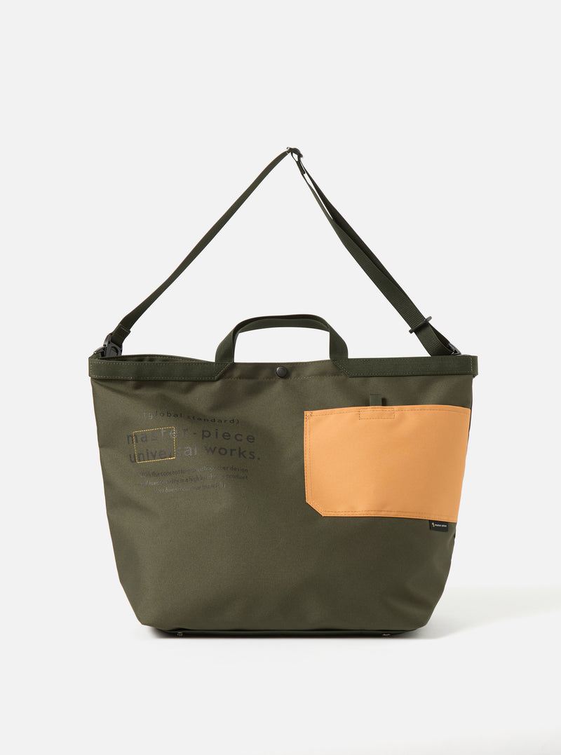 master-piece x Universal Works Olive Recycled Tech Canvas Large Tote Bag