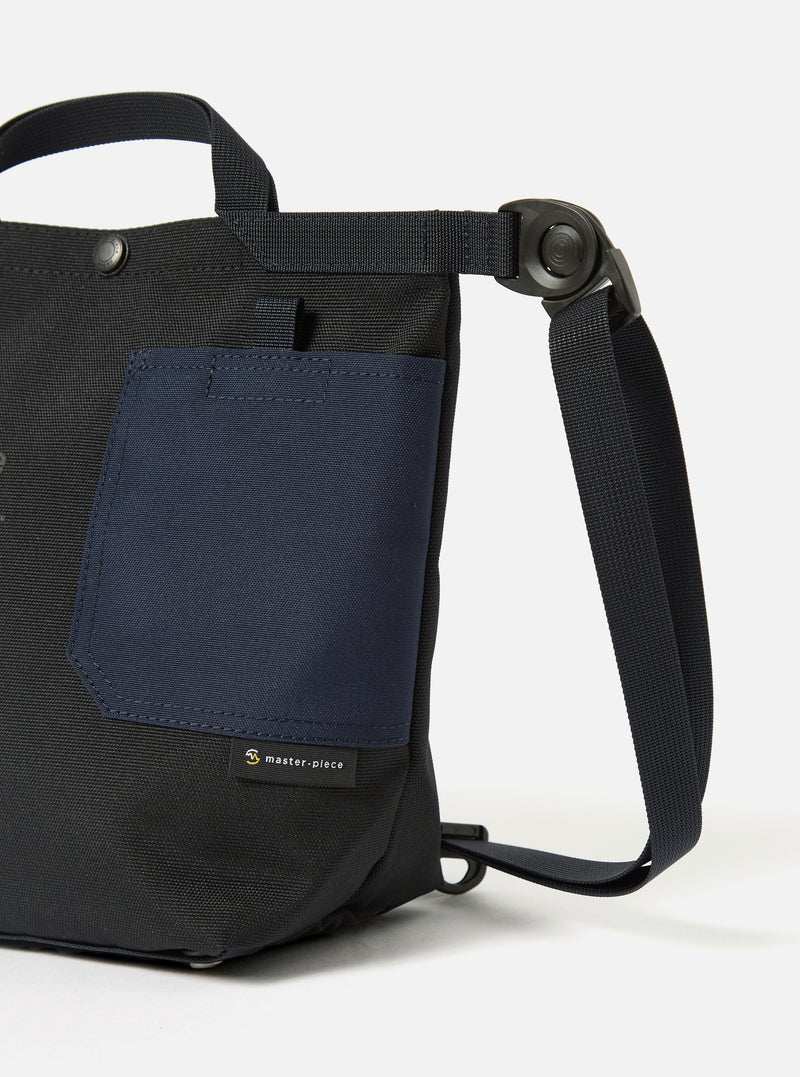 master-piece x Universal Works Black Recycled Tech Canvas Small Tote Bag
