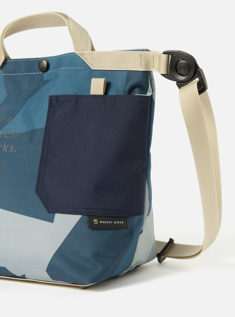 master-piece x Universal Works Blue Camo Recycled Tech Canvas Small Tote Bag