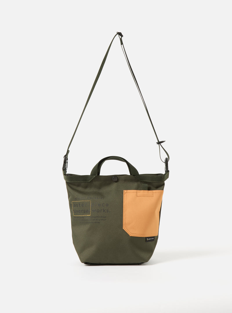 master-piece x Universal Works Olive Recycled Tech Canvas Small Tote Bag