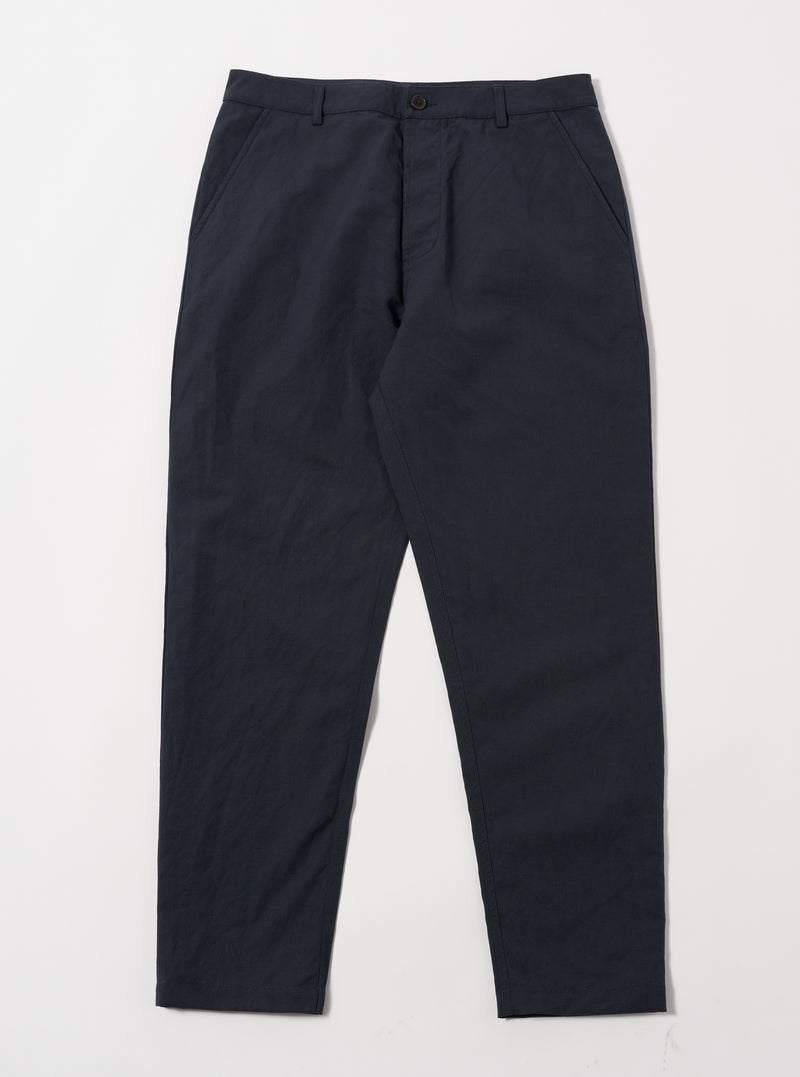 Navy Linen Slub Weave Military Chino
