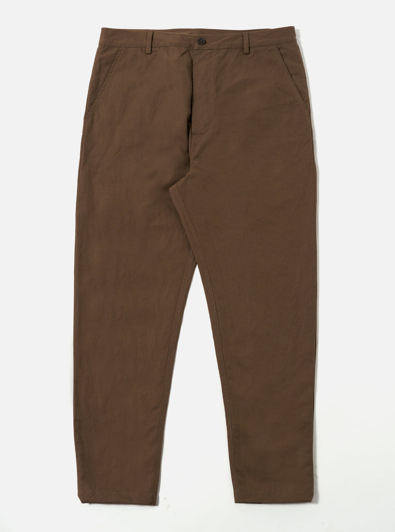 Khaki Linen Slub Weave Military Chino