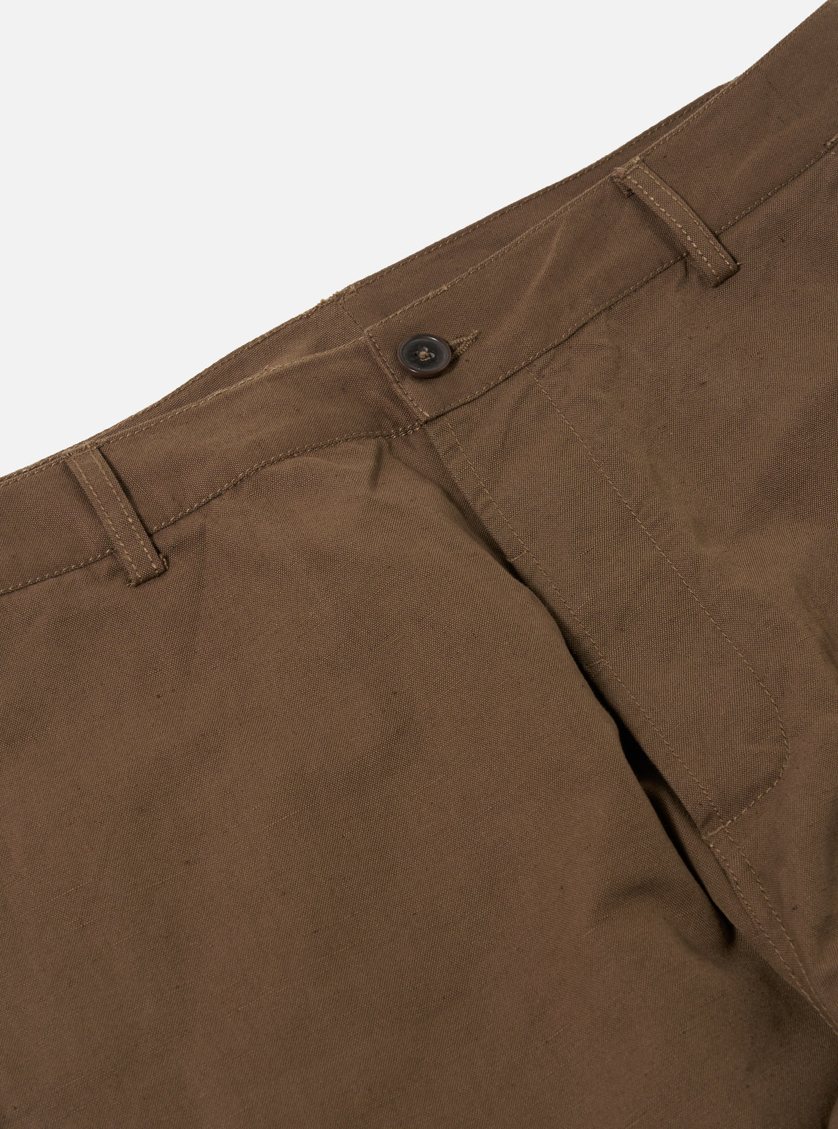 Khaki Linen Slub Weave Military Chino