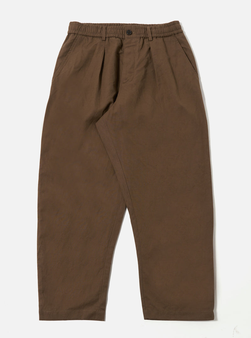 Khaki Linen Slub Weave Oxford Pant