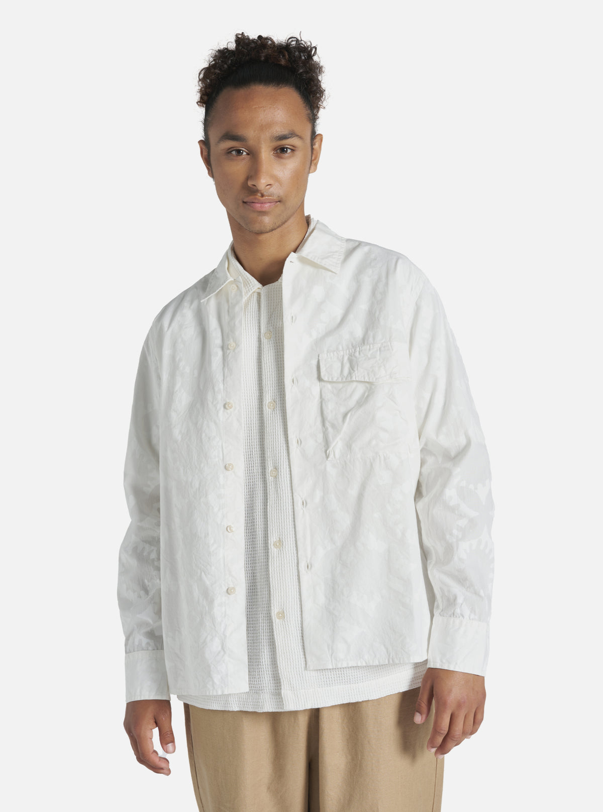 Ecru Sun Print Poplin Field Shirt