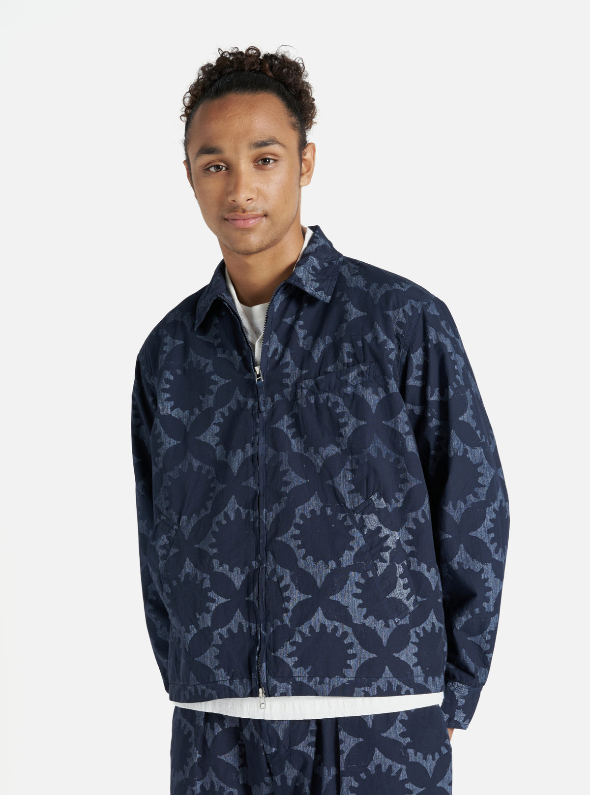 Navy Over Dyed Sun Print Windcheater