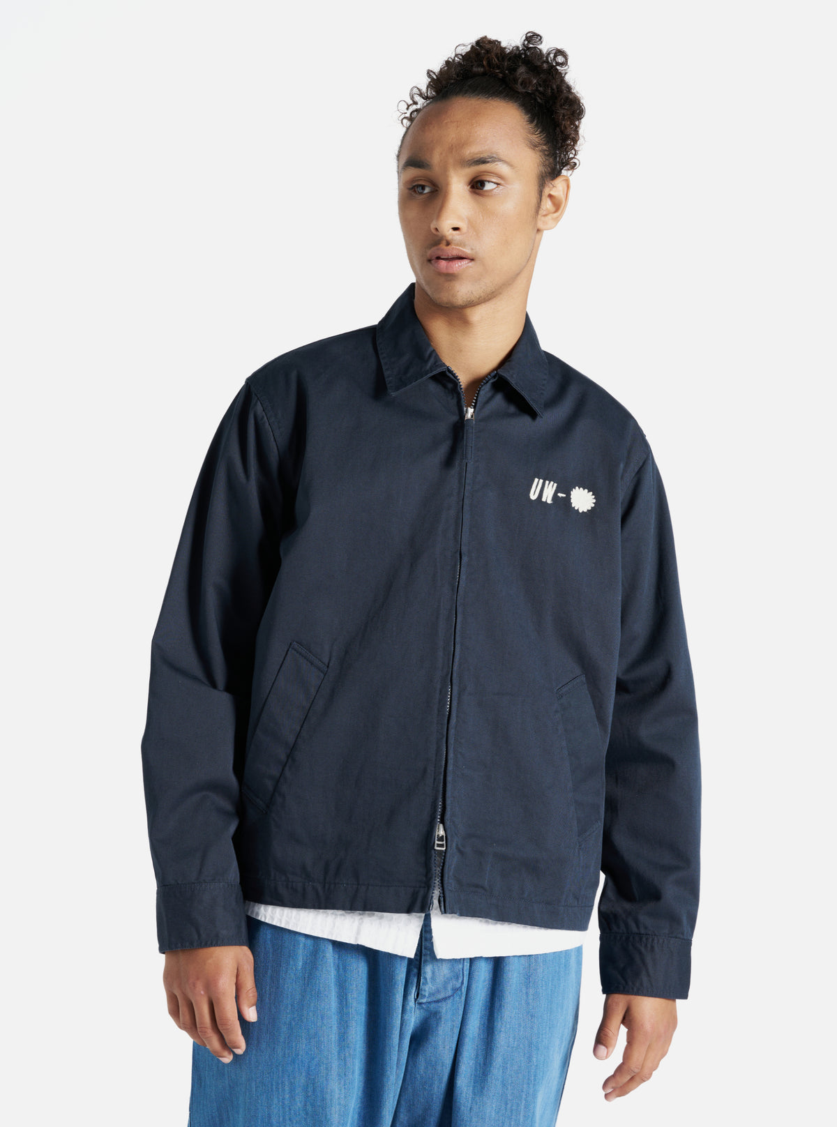 Navy Embroidered Twill Windcheater