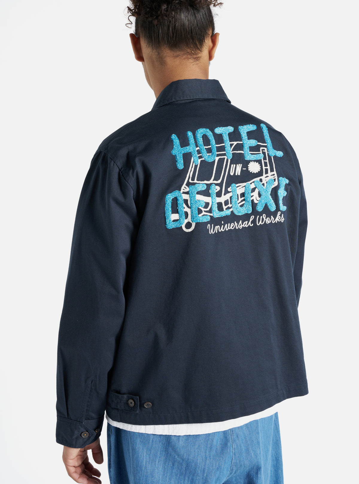 Navy Embroidered Twill Windcheater
