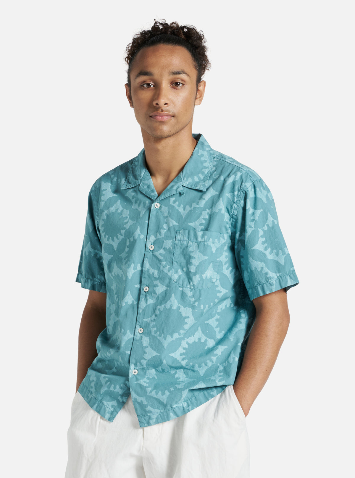Sea Blue Sun Print Road Shirt