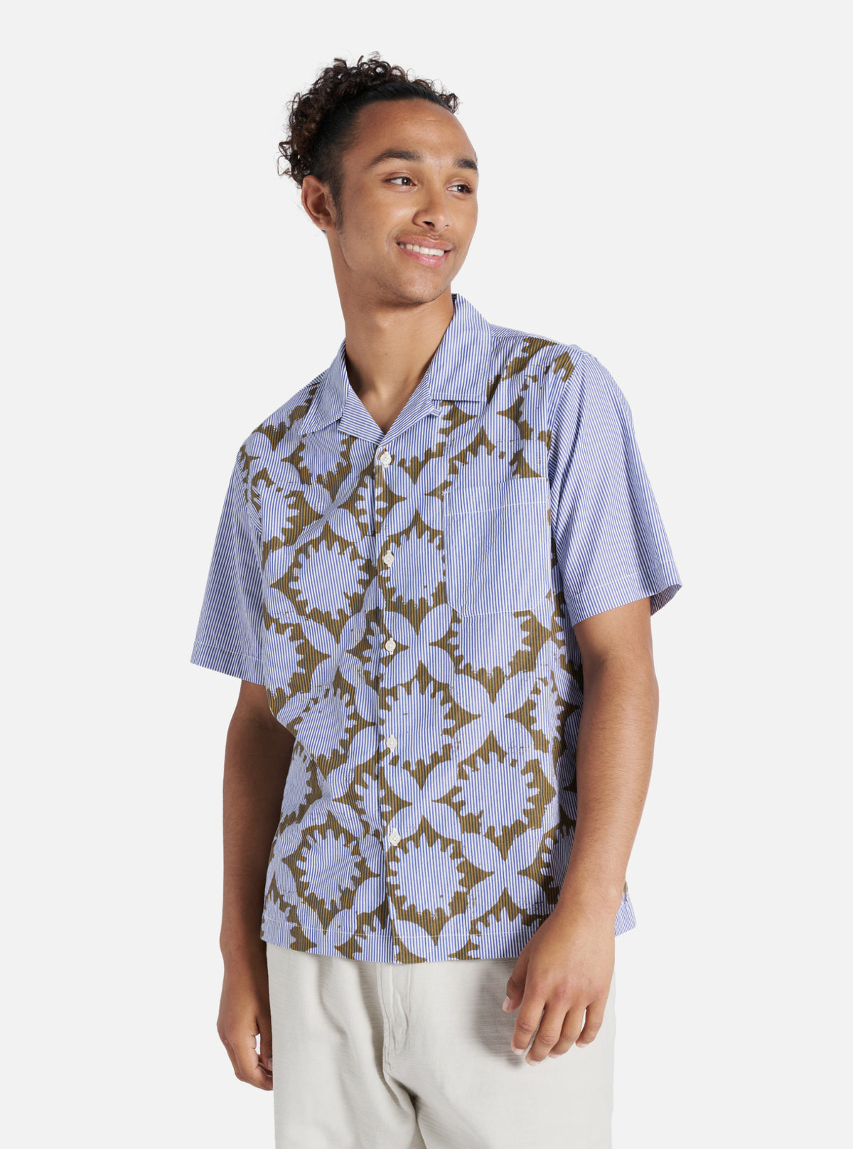 Sun Print Stripe Gold/Blue Road Shirt