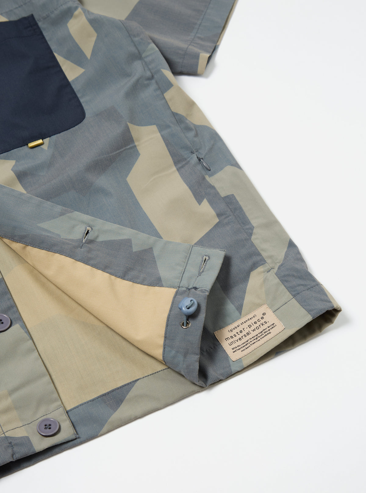 master-piece x Universal Works Blue Camo Printed Recycled Polytech Tech Overshirt
