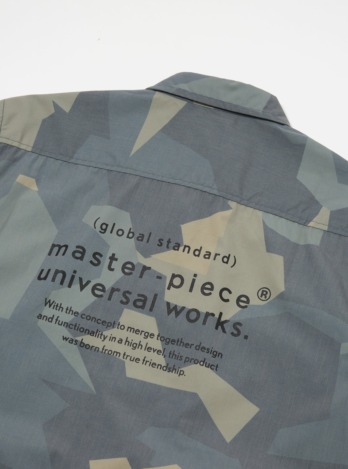 master-piece x Universal Works Blue Camo Printed Recycled Polytech Tech Overshirt