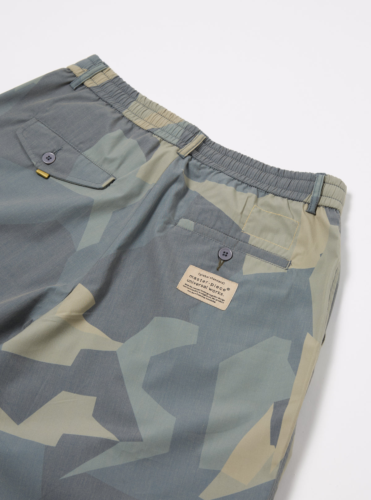 master-piece x Universal Works Blue Camo Recycled Polytech Pleated Track Short