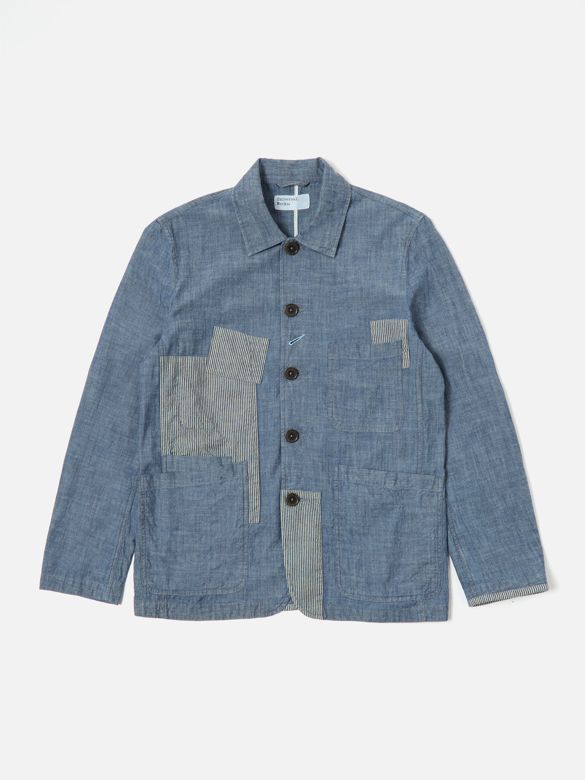 Indigo Chambray/Hickory Stripe Denim Patched Bakers Jacket