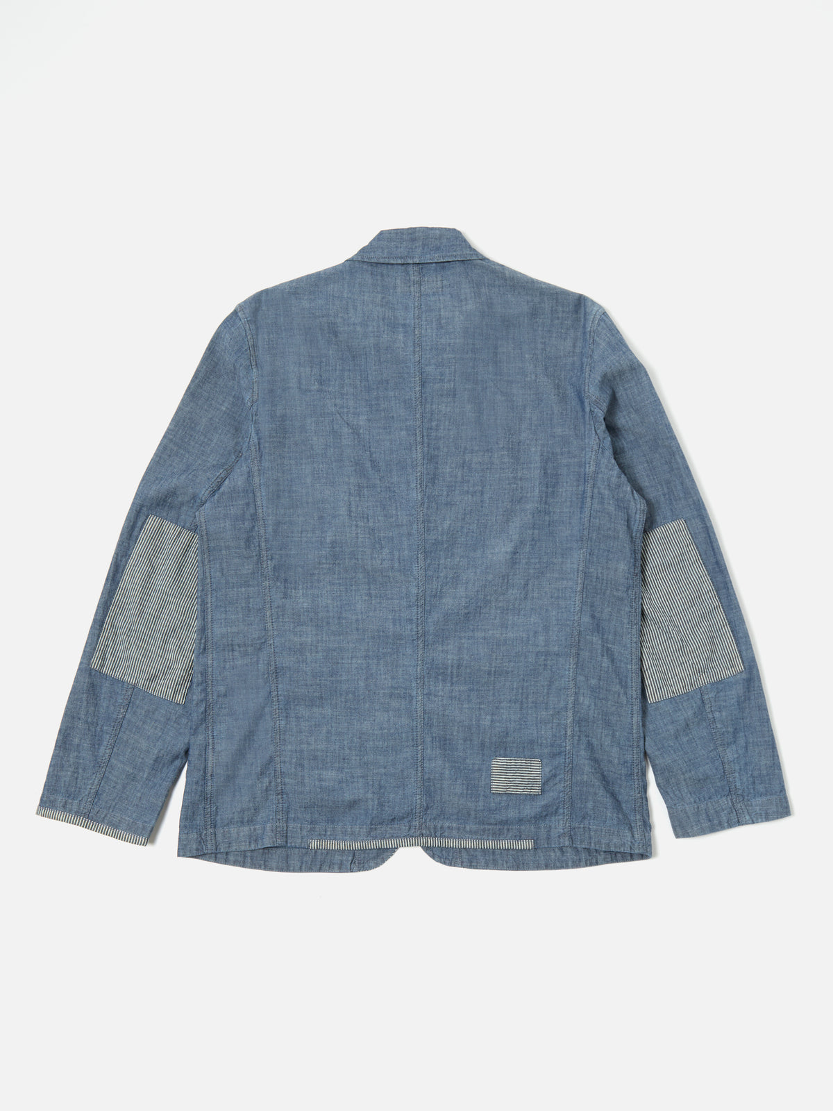 Indigo Chambray/Hickory Stripe Denim Patched Bakers Jacket